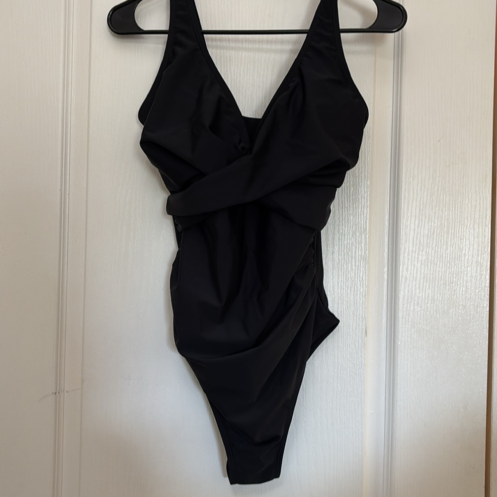 SUMMER SUNSHINE Maternity Swimsuit Black 1-Piece Removable Breast Pads Small NWT